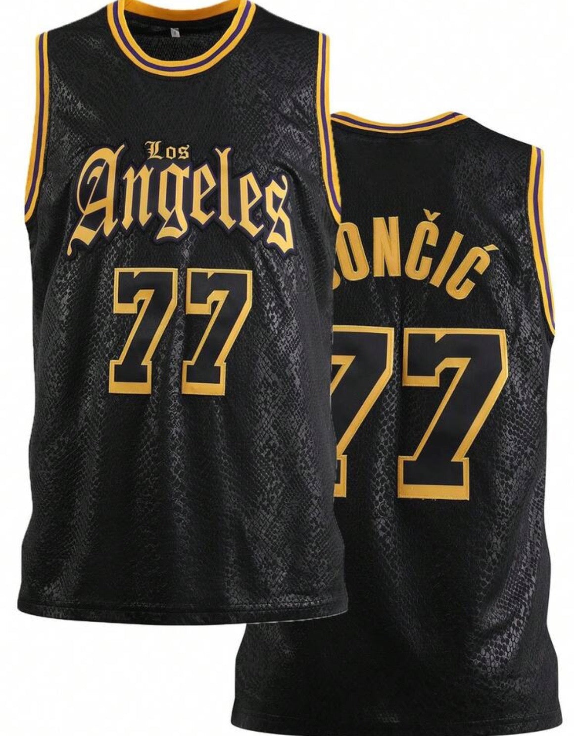 LA Dončić Black Snakeskin Jersey #77